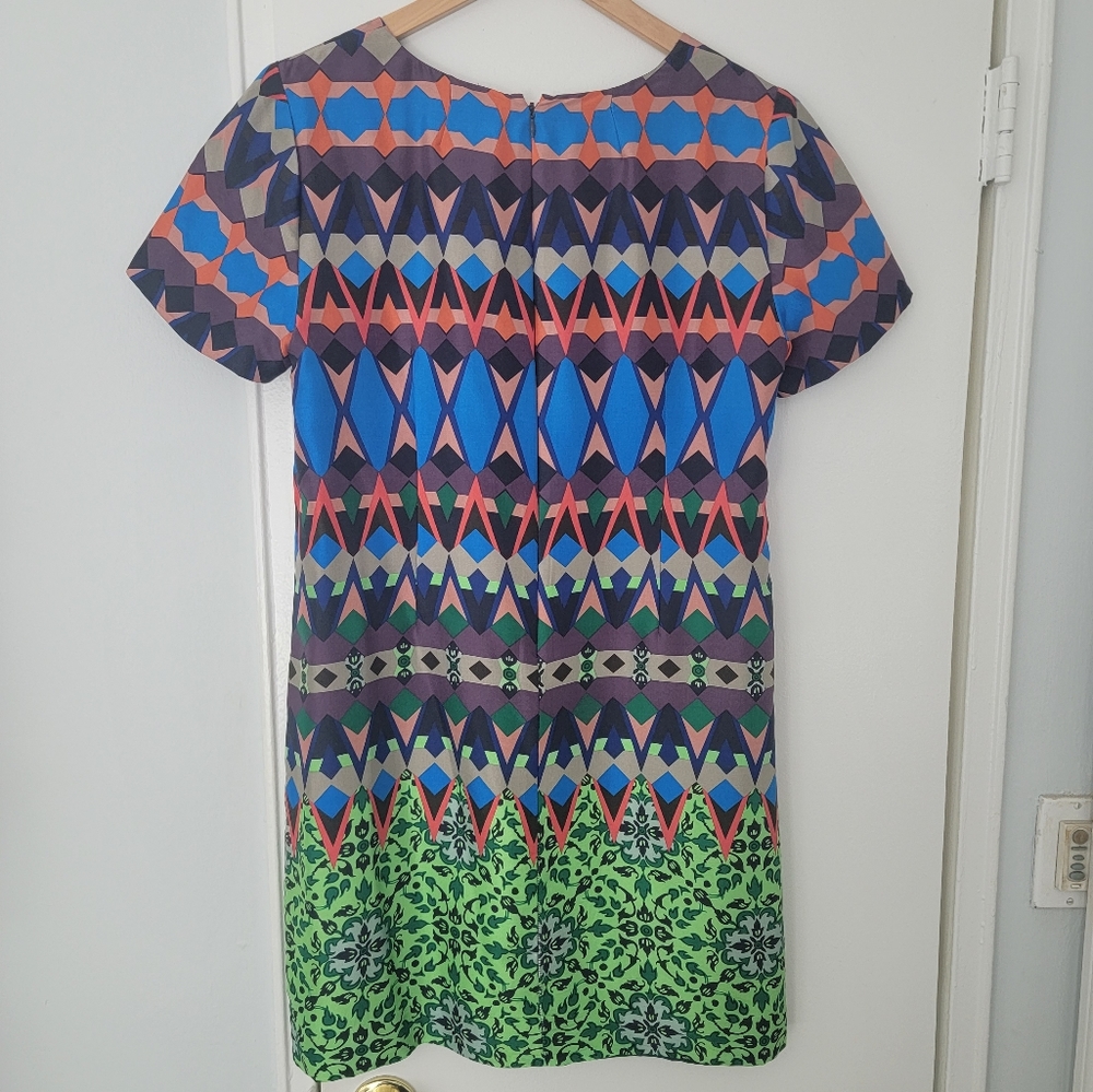 Jcrew Multi-Color Geometric Print Shift Dress 100… - image 5
